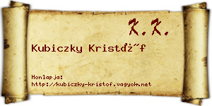 Kubiczky Kristóf névjegykártya